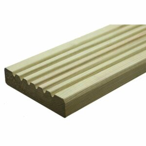 Decking | 4.8M x 35mm x 150mm | Dual profile and is pressure treated against rot and decay, smooth on one side and ribbed on the other.