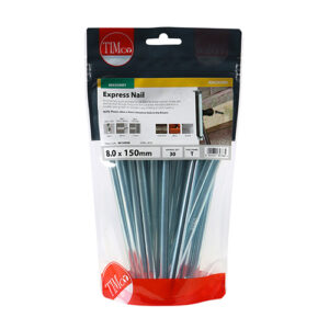Express Nails | 8.0 x 150mm (Bag of 30) | Ideal for attaching timber battens and frames to various types of masonry, Zinc plated and passivated (3-5 microns).