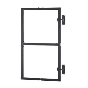 Black metal wall-mount bracket for a flat-screen TV or monitor, with vertical rails and side mounting plates on the right side